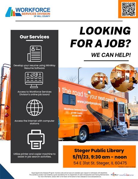 Mobile Workforce Center at Steger Public Library
