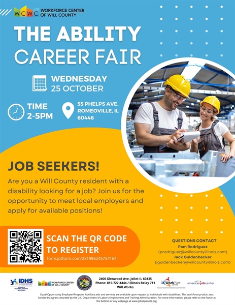 The Ability Career Fair - Presented by Workforce Services Division of Will County