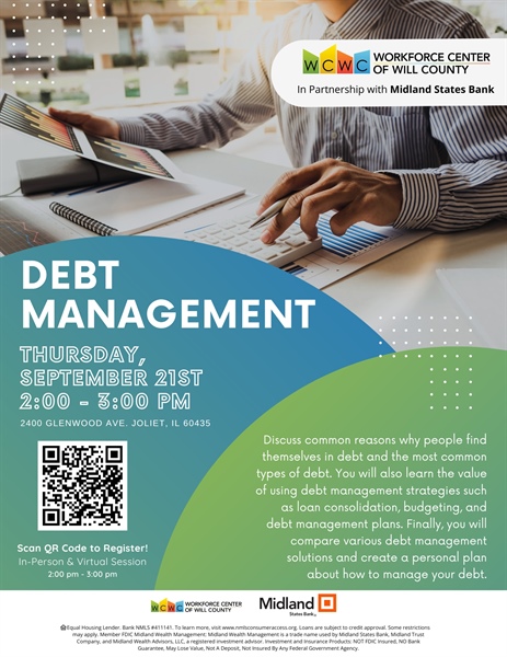 Midland States Bank Presents: Debt Management! (In-Person & Virtual Option)
